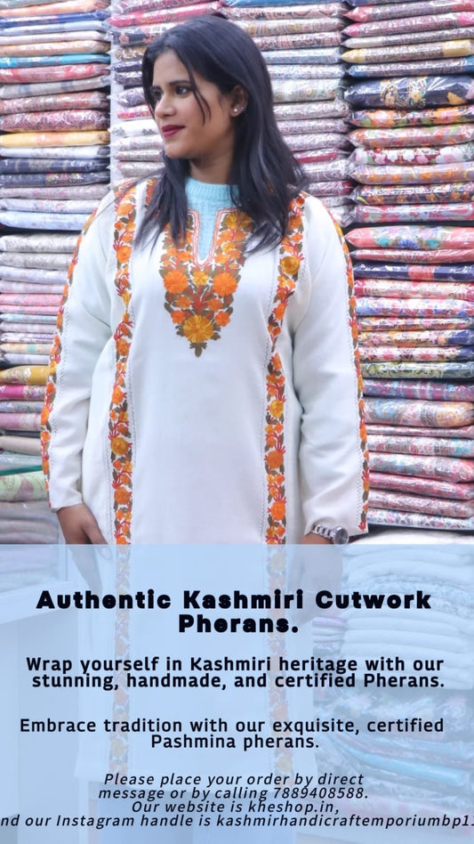 Ultra fine Women's kashmiri cutwork pherans. Lightweight  Handmade