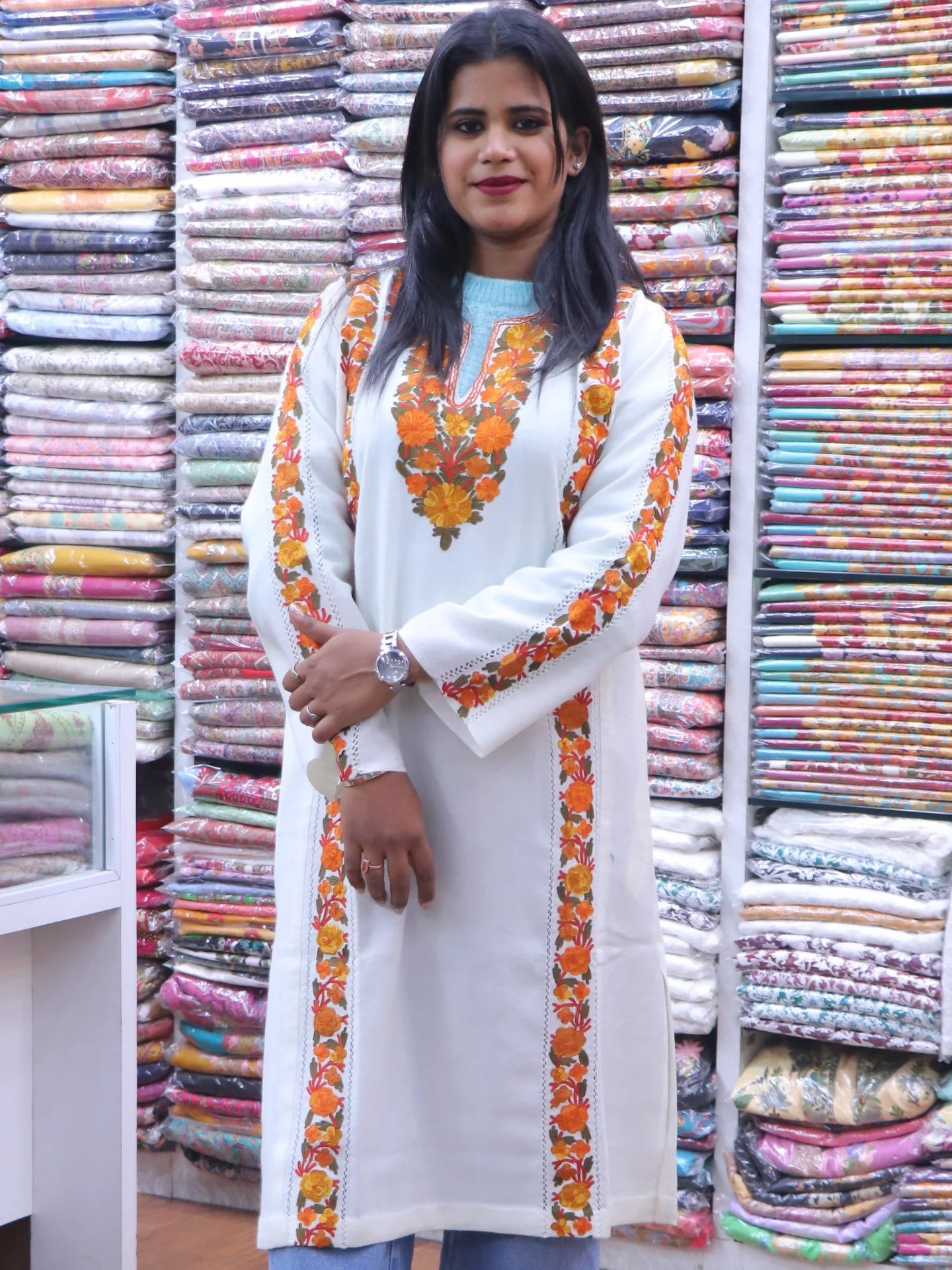 Ultra fine Women's kashmiri cutwork pherans. Lightweight  Handmade