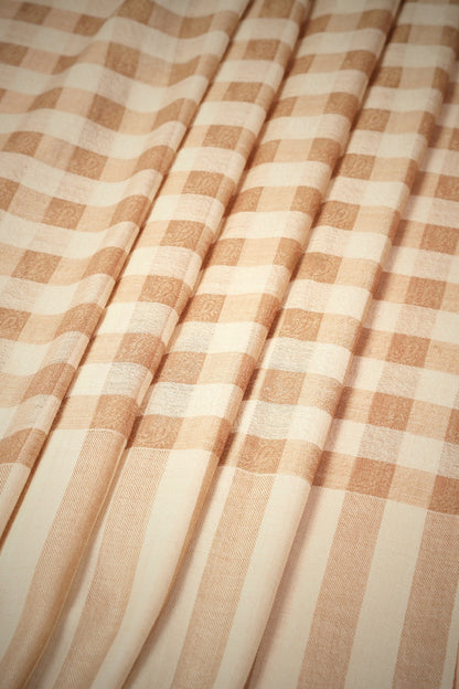 Womens Extra Fine  Shawl,Checkered, Soft And Warm Beige