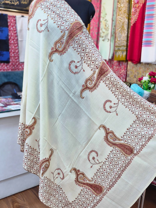 Noor-e-Suzni Kashmiri Hand Embroidered Shawl