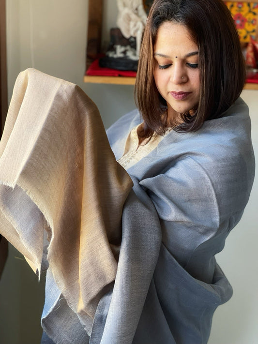 Zari Moonlight Handwoven Shawl – Moonlight grey