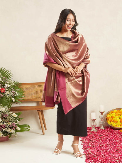 Moonlight Zari Wool Dorukha Shawl.