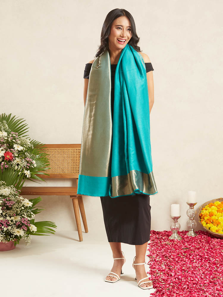 Moonlight Zari Wool Dorukha Shawl.