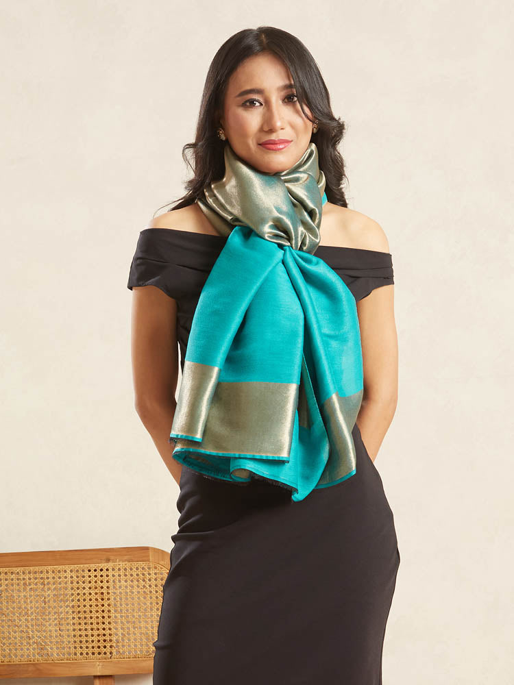 Moonlight Zari Wool Dorukha Shawl.