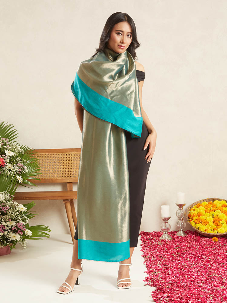 Moonlight Zari Wool Dorukha Shawl.