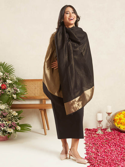 Moonlight Zari Wool Dorukha Shawl.