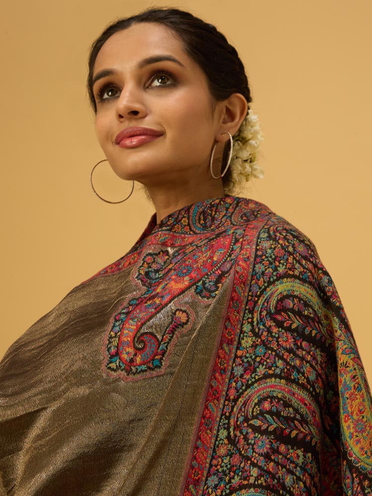 Rameen Dor Zari Shawl – Metallic Gold