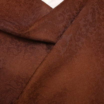 Self Paisley Weave Shawl, Fine Wool, Coffee Brown