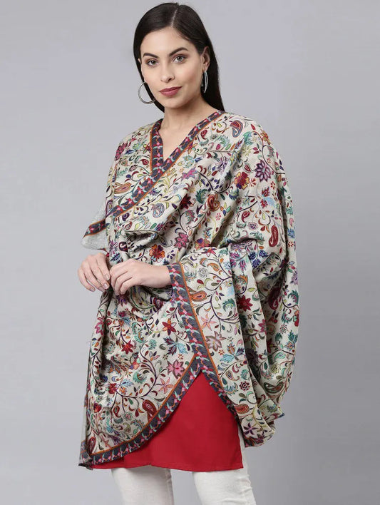 Women's 100% Pashmina Wool Kalamkari Shawl