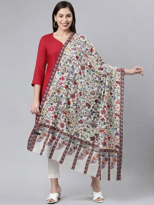 Women's 100% Pashmina Wool Kalamkari Shawl